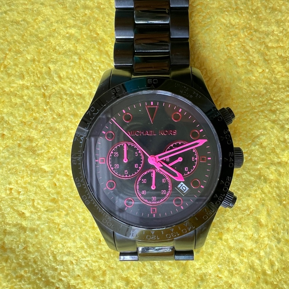 Michael Kors Chronograph Watch Black/Pink 43mm